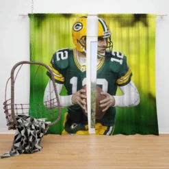 Aaron Rodgers Excellent Quarterback NFL Player Window Curtain