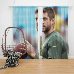 Aaron Rodgers Professional American Football Player Window Curtain