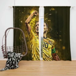 Active Soccer Player Eden Hazard Window Curtain
