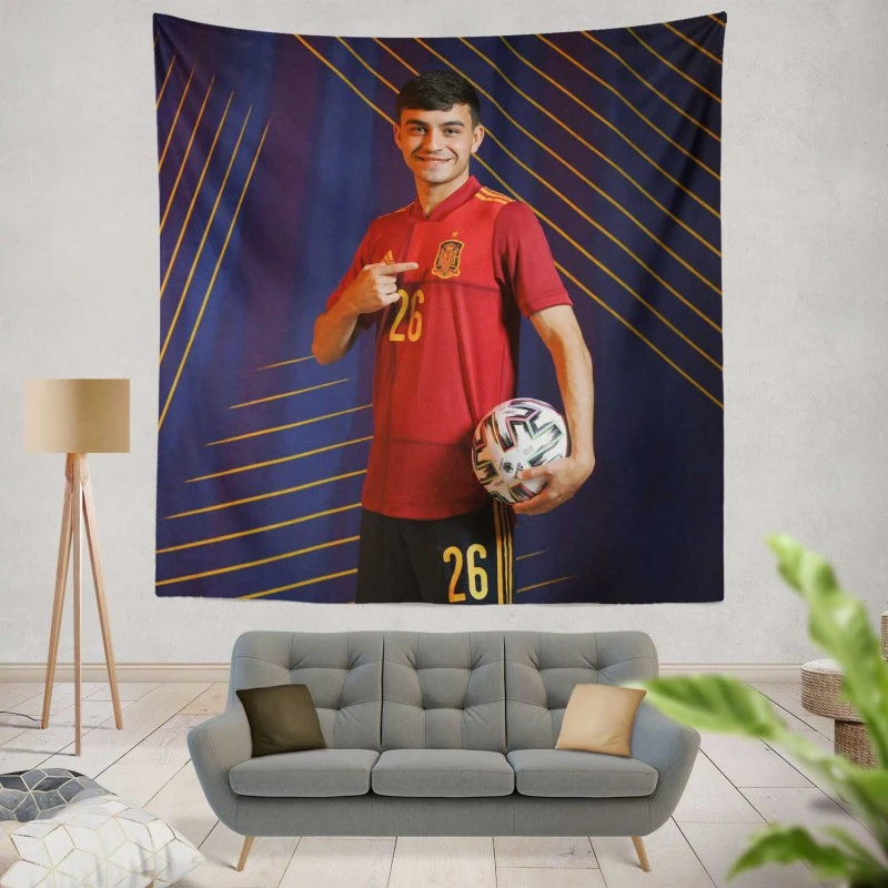 Active Spanish Football Player Pedri Tapestry