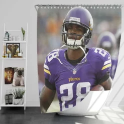 Adrian Peterson Energetic Running Back in NFL Shower Curtain