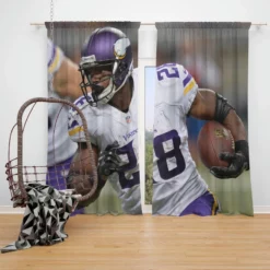 Adrian Peterson Professional American Football Player Window Curtain