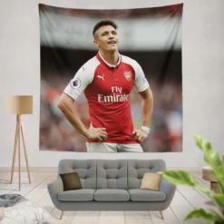Alexis Sanchez Exciting Football Player Tapestry