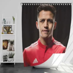 Alexis Sanchez Manchester United Forward Soccer Player Shower Curtain