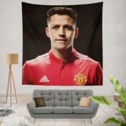 Alexis Sanchez Manchester United Forward Soccer Player Tapestry