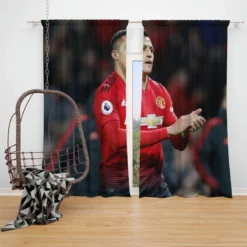 Alexis Sanchez Strong Chile Football Player Window Curtain
