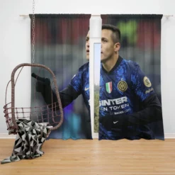 Alexis Sanchez Top Ranked Inter Milan Football Player Window Curtain