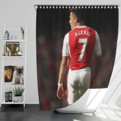 Alexis Sanchez in Arsenal Football Jersey Shower Curtain