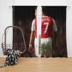 Alexis Sanchez in Arsenal Football Jersey Window Curtain