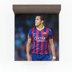 Alexis Sanchez in Barcelona Football Jersey Fitted Sheet