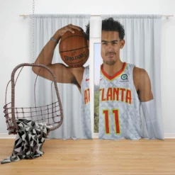 American Basketball Player Trae Young Window Curtain