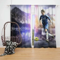 Atletico Madrid Soccer Player Fernando Torres Window Curtain