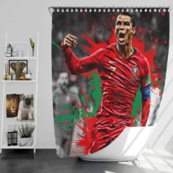 Ballon d Or Soccer Player Cristiano Ronaldo Shower Curtain