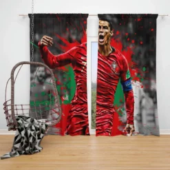 Ballon d Or Soccer Player Cristiano Ronaldo Window Curtain