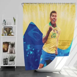 Brazil Football Player Roberto Firmino Shower Curtain