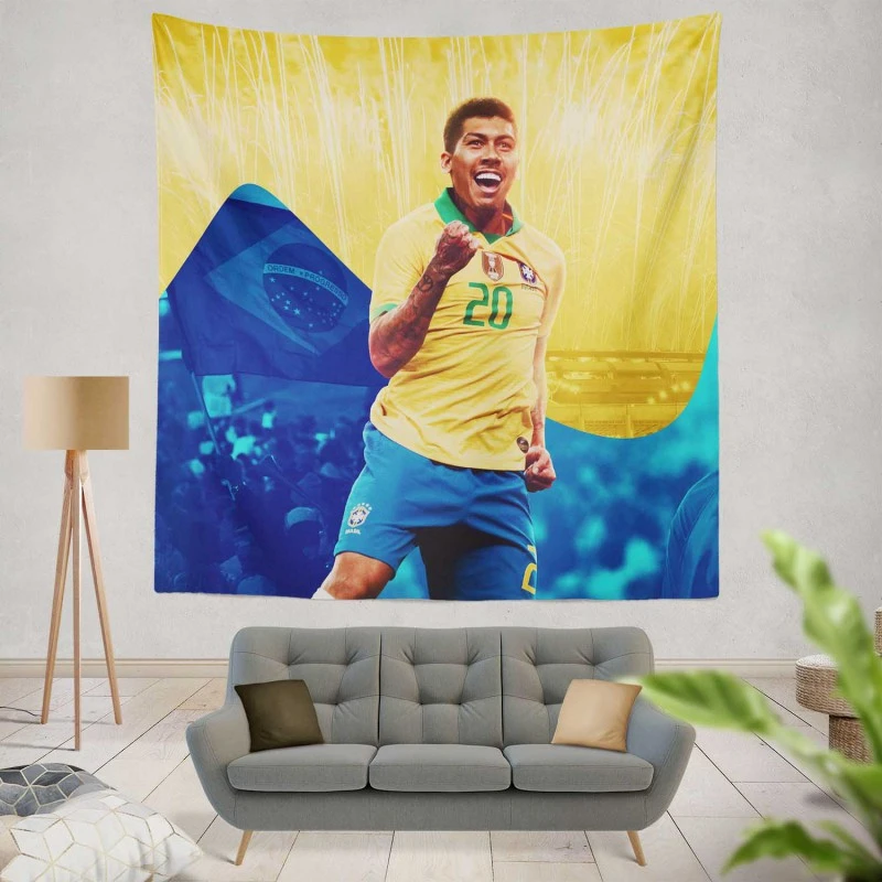 Brazil Football Player Roberto Firmino Tapestry