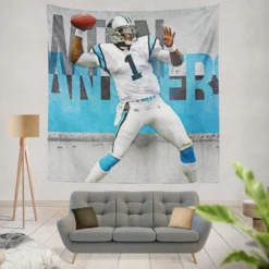 Cam Newton Successful Quarterback NFL Player Tapestry
