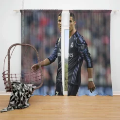 Champions League Cristiano Ronaldo Footballer Window Curtain