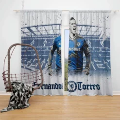 Chelsea Soccer Player Fernando Torres Window Curtain