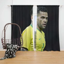 Classic Football Player Dani Alves Window Curtain