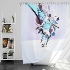 Committed Man City Sports Player Sergio Aguero Shower Curtain