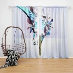 Committed Man City Sports Player Sergio Aguero Window Curtain