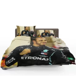 Competing in Formula One for Mercedes Lewis Hamilton Bedding Set