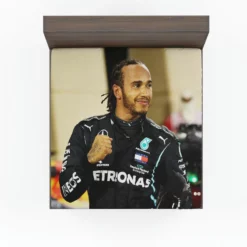 Competing in Formula One for Mercedes Lewis Hamilton Fitted Sheet