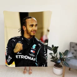 Competing in Formula One for Mercedes Lewis Hamilton Fleece Blanket