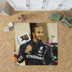 Competing in Formula One for Mercedes Lewis Hamilton Rug