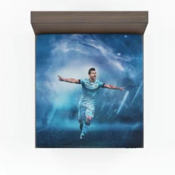 Competitive Football Player Sergio Aguero Fitted Sheet