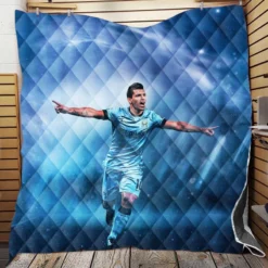 Competitive Football Player Sergio Aguero Quilt Blanket