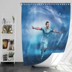 Competitive Football Player Sergio Aguero Shower Curtain