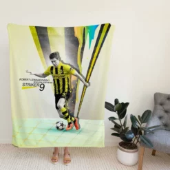 Confident BVB Soccer Player Lewandowski Fleece Blanket