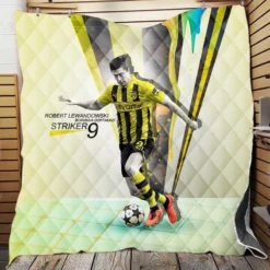 Confident BVB Soccer Player Lewandowski Quilt Blanket