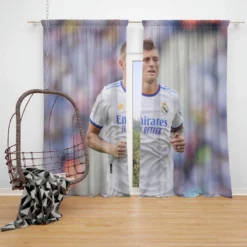 Confident Soccer Player Toni Kroos Window Curtain