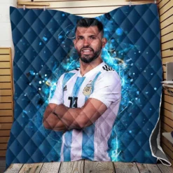 Copa America Soccer Player Sergio Aguero Quilt Blanket