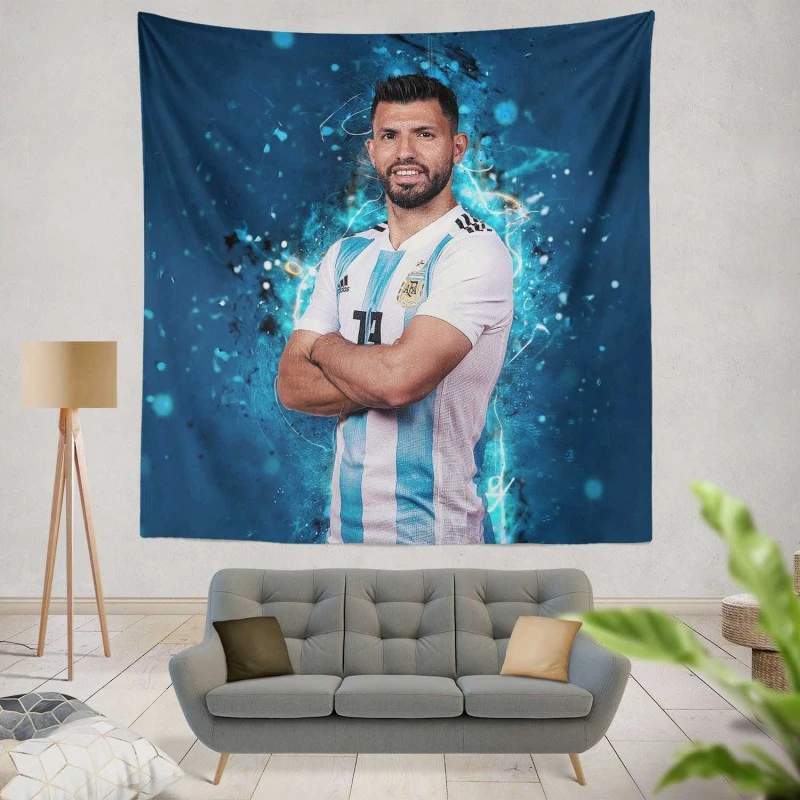 Copa America Soccer Player Sergio Aguero Tapestry