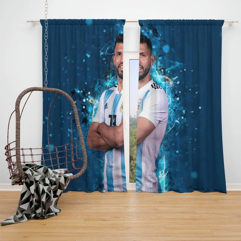 Copa America Soccer Player Sergio Aguero Window Curtain