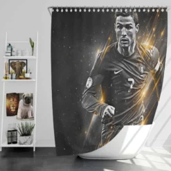 Cristiano Ronaldo Active Soccer Player Shower Curtain