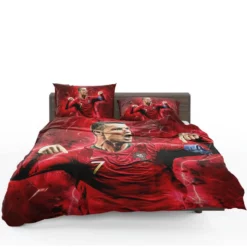 Cristiano Ronaldo Football Player in Red Bedding Set