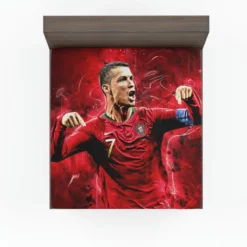 Cristiano Ronaldo Football Player in Red Fitted Sheet