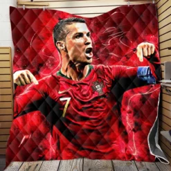 Cristiano Ronaldo Football Player in Red Quilt Blanket