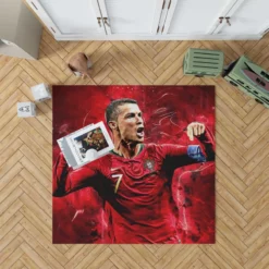 Cristiano Ronaldo Football Player in Red Rug