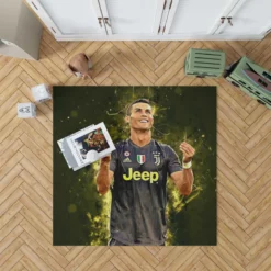 Cristiano Ronaldo Graceful Juve Football Player Rug