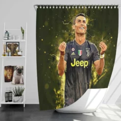 Cristiano Ronaldo Graceful Juve Football Player Shower Curtain