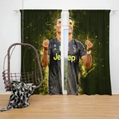 Cristiano Ronaldo Graceful Juve Football Player Window Curtain