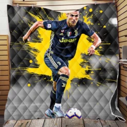 Cristiano Ronaldo Juve Serie A Soccer Player Quilt Blanket