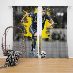 Cristiano Ronaldo Juve Serie A Soccer Player Window Curtain