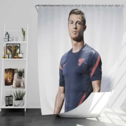 Cristiano Ronaldo Motivational Football Player Shower Curtain